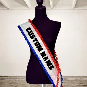 Customizable Red, White, and Blue Party Sash
